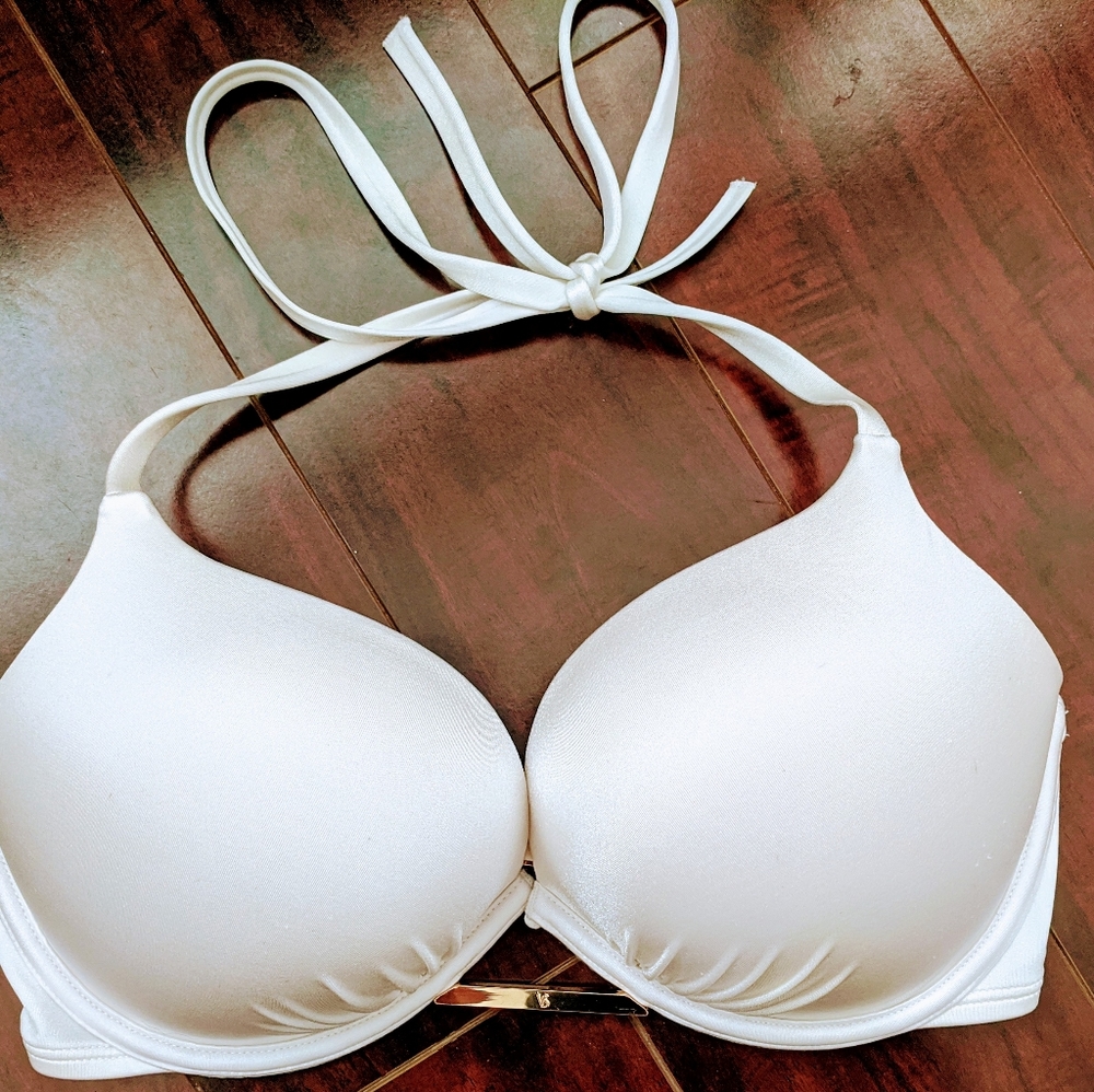 Like new Bombshell white shimmer bikini top.